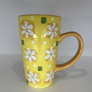Starbucks 2006 Latte Mug Floral Yellow 16oz Coffee Cup